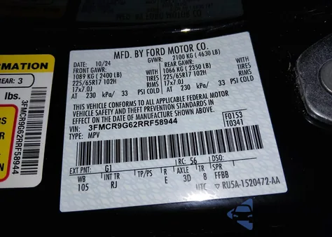 2024 Ford Bronco Sport Heritage from USA, damaged, VIN 3FMCR9G62RRF58944